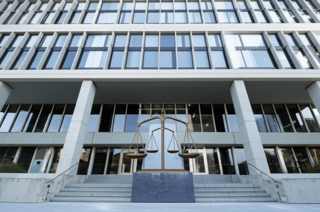 Modern courthouse representing justice and legal proceedings
